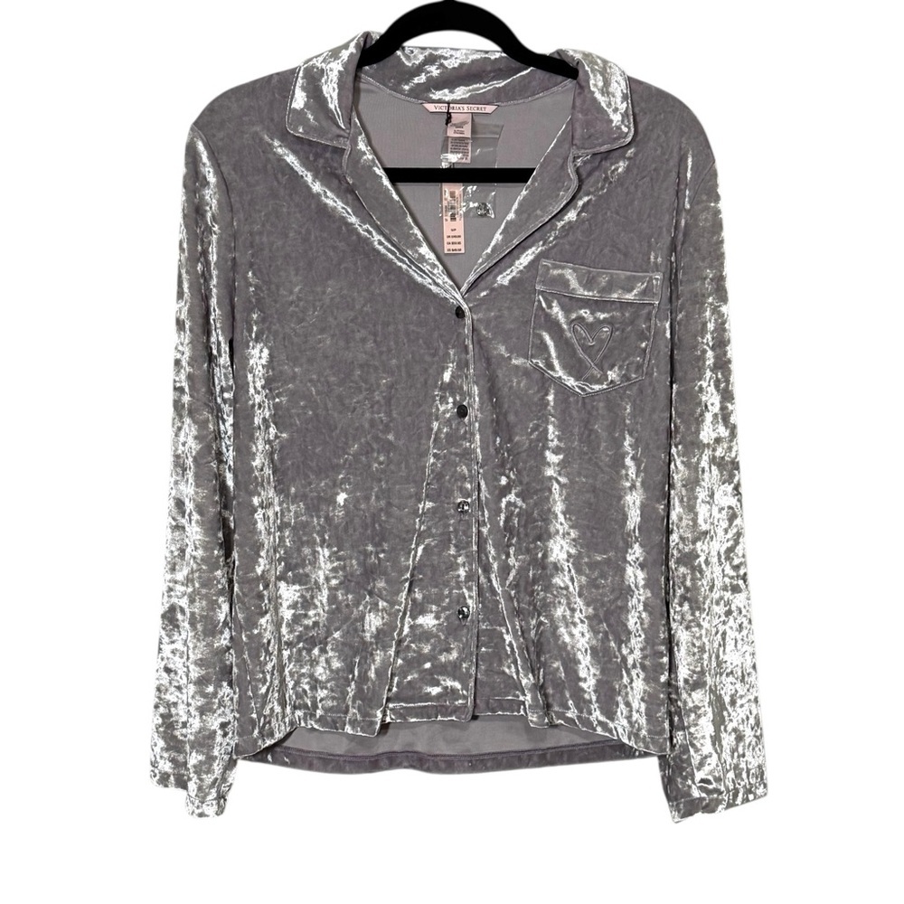 Victoria's Secret Pajama Shirt Size Small Light Purple Crushed Velvet NWT
